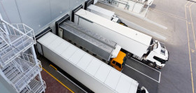 Trucks and Gates of Big distribution warehouse