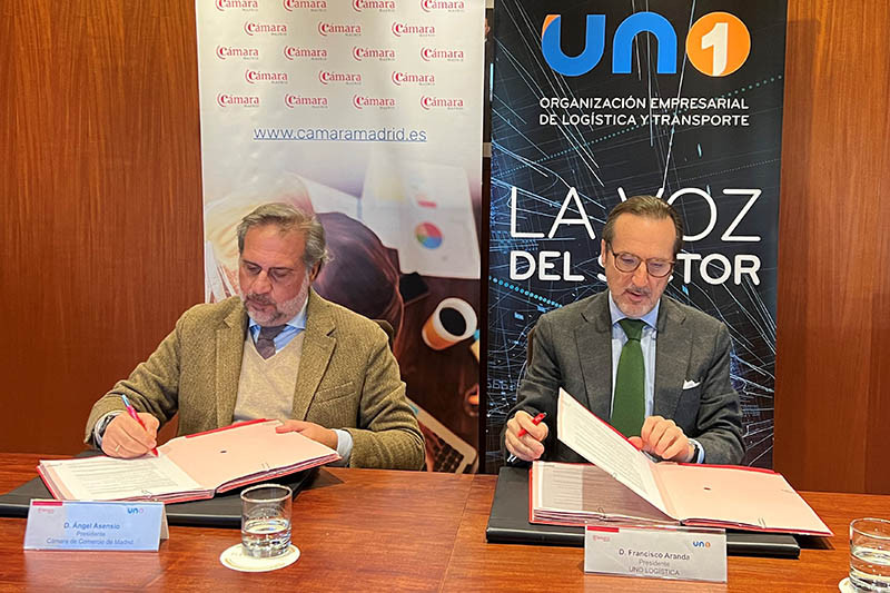 El presidente de la Cámara de Comercio de Madrid, Ángel Asensio, y el presidente de UNO Logística, Francisco Aranda 2