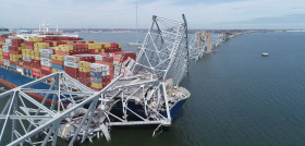 Francis Scott Key Bridge and Cargo Ship Dali NTSB view