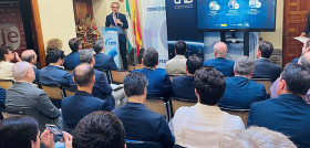 El presidente de UNO, Francisco Aranda, durante la jornada celebrada hoy en Sevilla