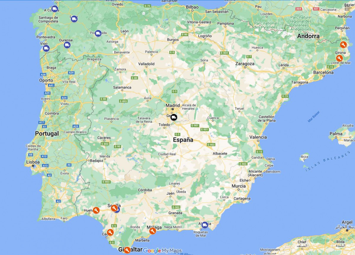 Mapa talleres Otokar